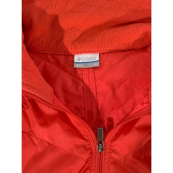 Columbia Women XL Quilted Fleece Zip Front Vest Red Lightweight Outdoor Layering - Picture 4 of 10